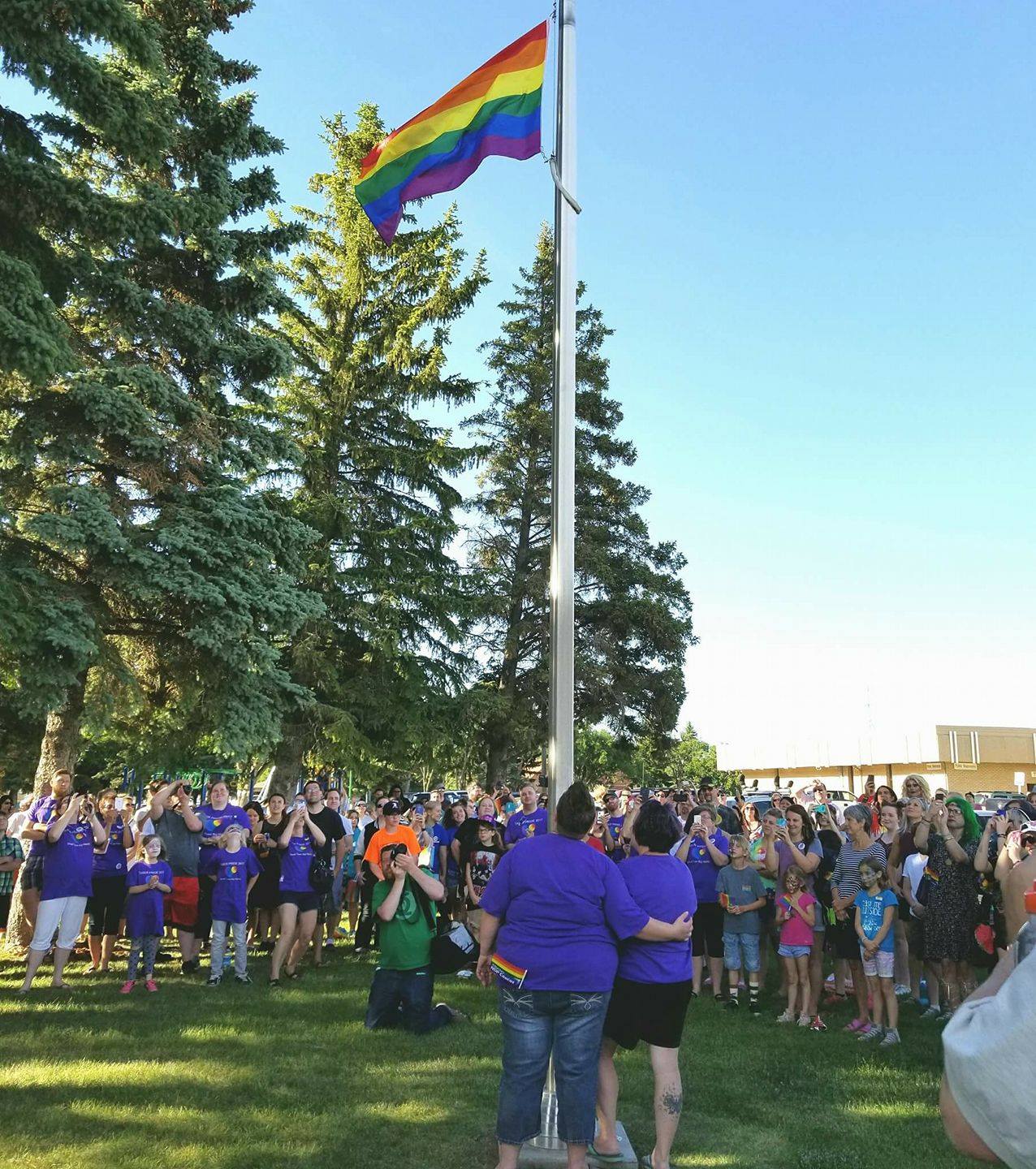 The Taber Pride flag raises for the first tim on June 12, 2017.